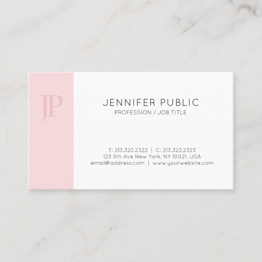 トレンディーピンクモノグラムクリエイティブお洒落デザイン 名刺 (正面)