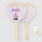 トレンディーピンクユニコーンインサングラス誕生日 ハンドファン (正面&裏面)