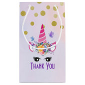 トレンディーピンクユニコーン紙吹雪&フラワーサンキュー スモールペーパーバッグ (裏面)