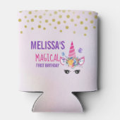 トレンディーピンクユニコーン紙吹雪&フラワーズ誕生日 缶クーラー (裏面)