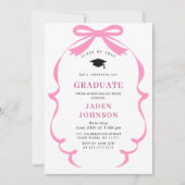 トレンディーピンクリボン写真卒業パーティー 招待状 (正面)