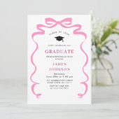 トレンディーピンクリボン写真卒業パーティー 招待状 (スタンド正面)