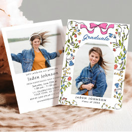 トレンディーピンクリボン2写真卒業パーティー 招待状