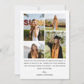 トレンディーピンクリボン5写真卒業パーティー サンキューカード (裏面)