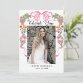 トレンディーピンクリボン5写真卒業パーティー サンキューカード (スタンド正面)