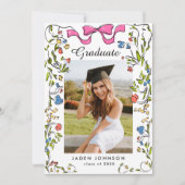 トレンディーピンクリボン5写真卒業パーティー 招待状 (正面)