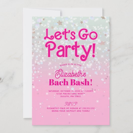 トレンディーピンクレッツゴーパーティーバチェロレッテ 招待状 (正面)