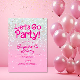 トレンディーピンクレッツゴーパーティー誕生日 招待状