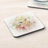 トレンディーピンクレッドイエローグリーンモダン抽象芸術 コースター (左側)