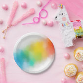 トレンディーピンクレッドブルーパープルイエローグリーンモダン ペーパープレート (パーティー)