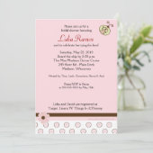 トレンディーピンクレディバグ5x7ブライダルシャワー招待状 招待状 (スタンド正面)