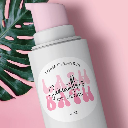 トレンディーピンクレトロフォントラッシュエクステンションクリーナー ラウンドシール