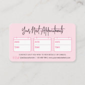 トレンディーピンクレトロ美容師美しいサロンスパ 予約カード (裏面)