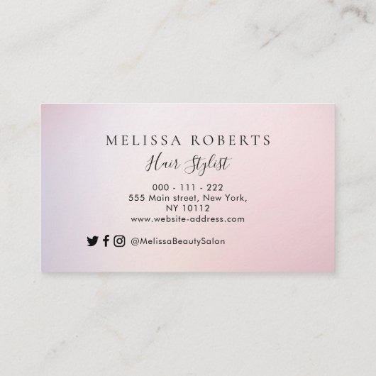 トレンディーピンクローズ金ゴールドギッター美容師 名刺 (裏面)