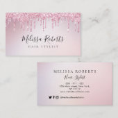 トレンディーピンクローズ金ゴールドギッター美容師 名刺 (正面/裏面)