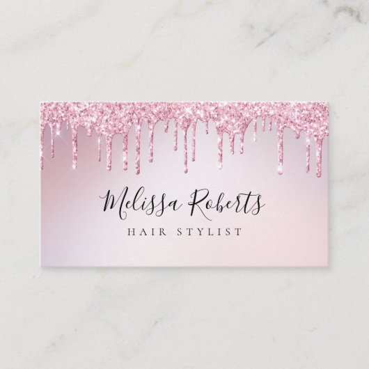 トレンディーピンクローズ金ゴールドギッター美容師 名刺 (正面)