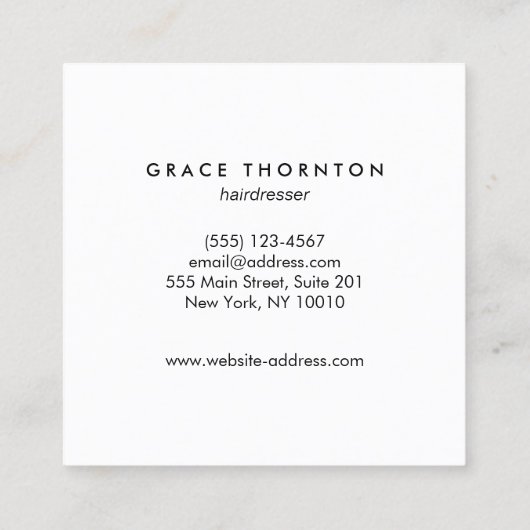 トレンディーピンクローズ金ゴールドシークイン美容師サロン スクエア名刺 (裏面)