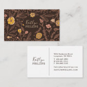 トレンディーピンクワイルドフラワー花柄 名刺 (正面/裏面)