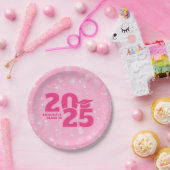 トレンディーピンク卒業紙プレート ペーパープレート (パーティー)