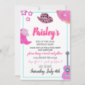 トレンディーピンク女性のカーボーイ誕生日招待状 招待状 (正面)