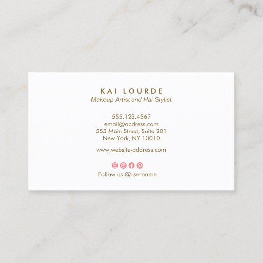 トレンディーピンク水彩植物葉 名刺 (裏面)