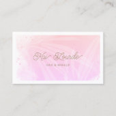 トレンディーピンク水彩植物葉 名刺 (正面)