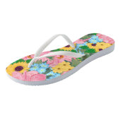 トレンディーピンク牡丹黄色ひまわり水彩 ビーチサンダル (アングル)