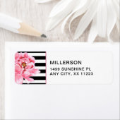 トレンディーピンク牡丹+白黒のアドストライプレス ラベル (インサイチュ)