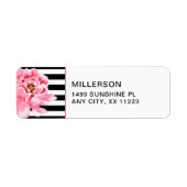 トレンディーピンク牡丹+白黒のアドストライプレス ラベル (正面)