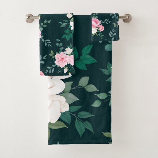 トレンディーピンク白フローラ バスタオルセット (インサイチュ)