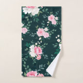 トレンディーピンク白フローラ バスタオルセット (ハンドタオル)