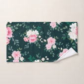 トレンディーピンク白フローラ バスタオルセット (ハンドタオル)