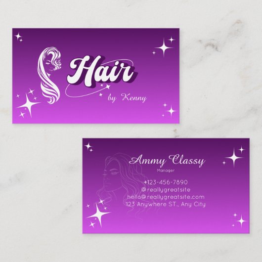 トレンディーピンク美容師かわいいモダンサロン 名刺 (正面/裏面)