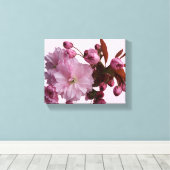トレンディーピンク赤面さくらんぼ花モダン花 キャンバスプリント (インサイチュ (ウッドフロア))