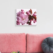 トレンディーピンク赤面さくらんぼ花モダン花 キャンバスプリント (インサイチュ (リビング))