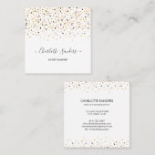 トレンディーピンク金ゴールドグリッター紙吹雪名刺 スクエア名刺 (正面/裏面)