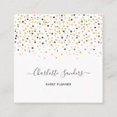 トレンディーピンク金ゴールドグリッター紙吹雪名刺 スクエア名刺 (正面)