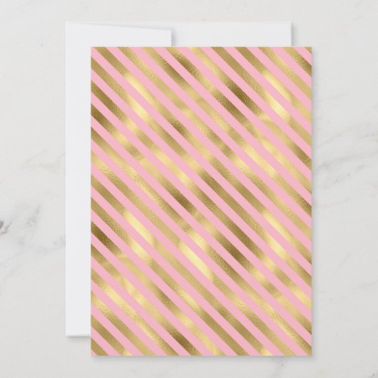 トレンディーピンク金ゴールドバルーン誕生日 招待状 (裏面)