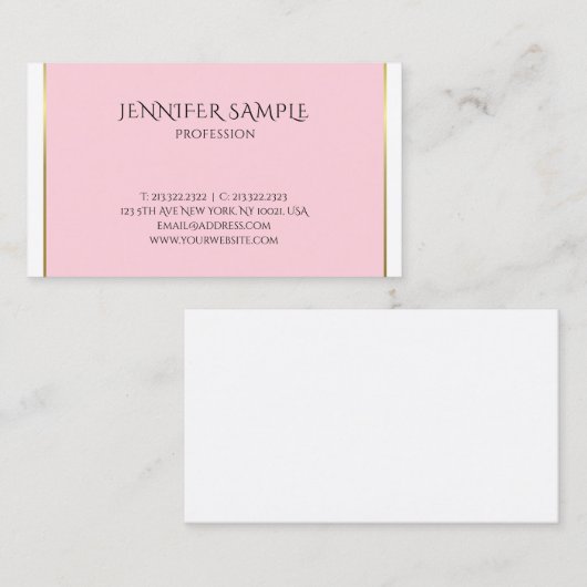 トレンディーピンク金ゴールドモディッシュ洗練されたプレーンラグジュアリー 名刺 (正面/裏面)