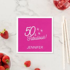 トレンディーピンク50と素晴らしい誕生日 スタンダードカクテルナプキン