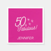 トレンディーピンク50と素晴らしい誕生日 スタンダードカクテルナプキン (正面)