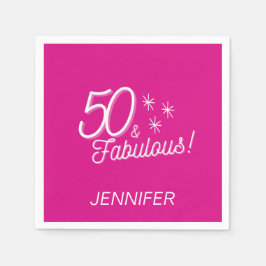 トレンディーピンク50と素晴らしい誕生日 スタンダードカクテルナプキン