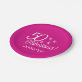 トレンディーピンク50と素晴らしい誕生日 ペーパープレート (アングル)