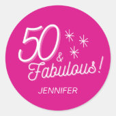 トレンディーピンク50と素晴らしい誕生日 ラウンドシール (正面)