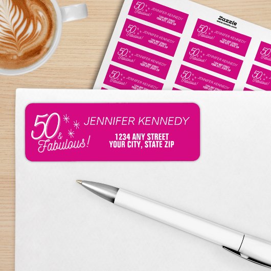 トレンディーピンク50と素晴らしい誕生日 ラベル