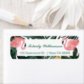 トレンディーピンク&アクアトロピカルフラミンゴ&パームリーフ ラベル (インサイチュ)