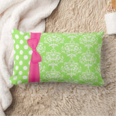 トレンディーピンク・グリーン・モノグラム・デザイナー枕 ランバークッション (ブランケット)