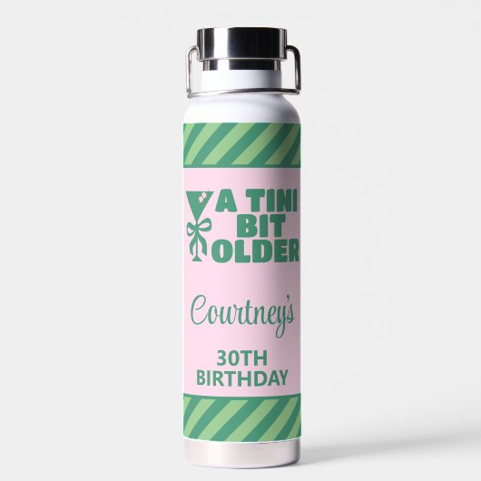 トレンディーピンク&グリーンA Tiniビット30歳の誕生日 ウォーターボトル (背面)