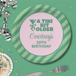 トレンディーピンク&グリーンA Tiniビット30歳の誕生日 ペーパープレート