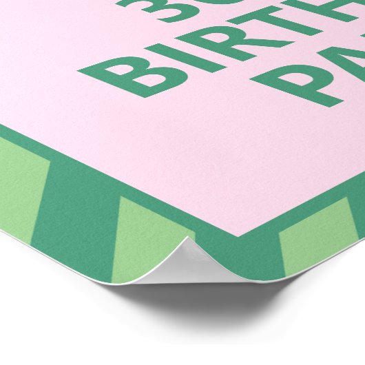 トレンディーピンク&グリーンA Tiniビット30歳の誕生日 ポスター (角)